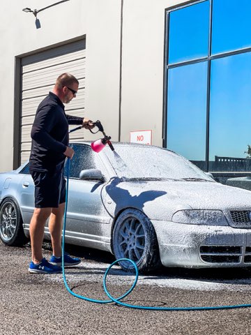 Professional car washing and decontamination process
