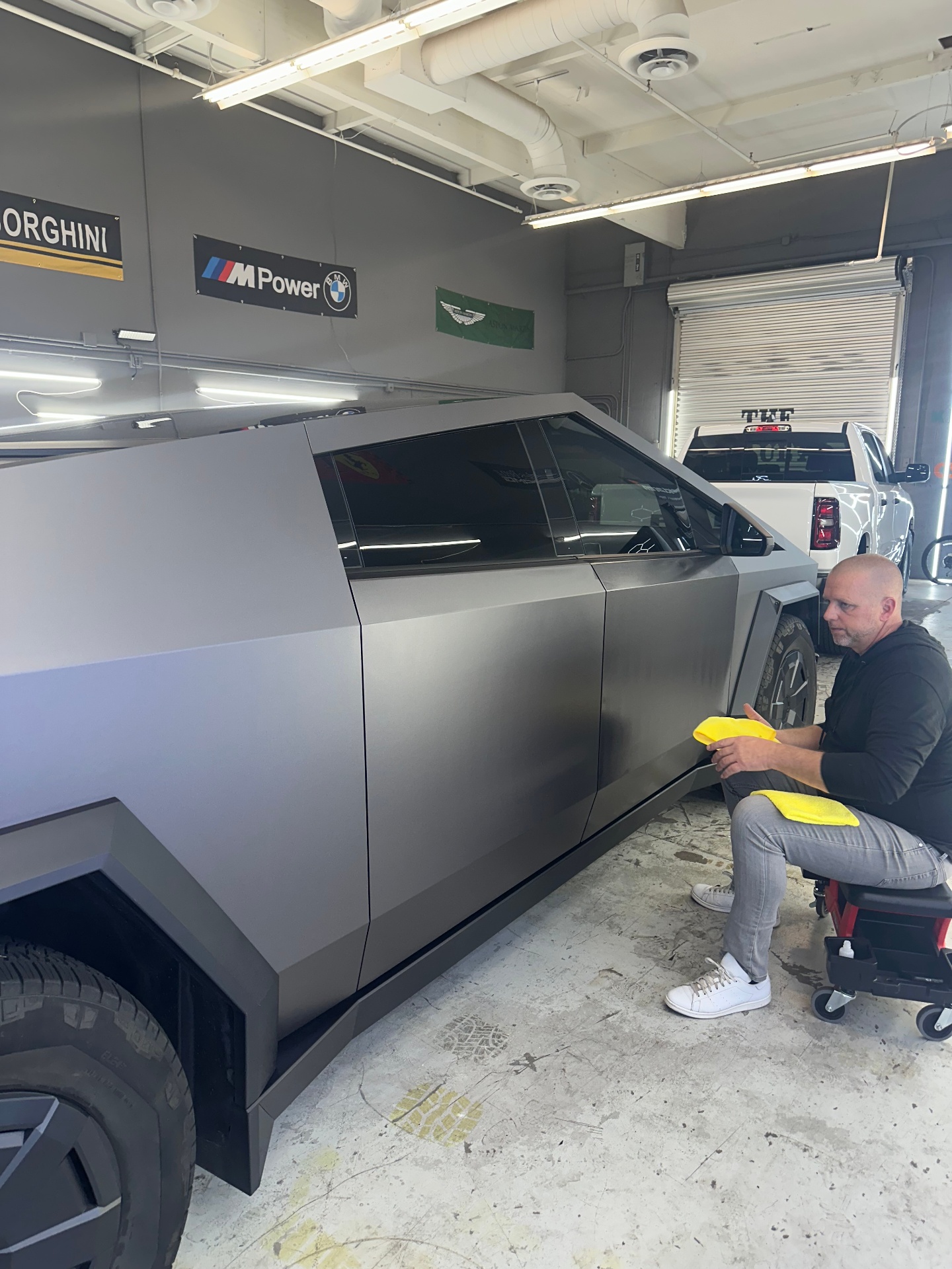 Tesla Cybertruck ceramic coating application by professional detailer in Scottsdale AZ