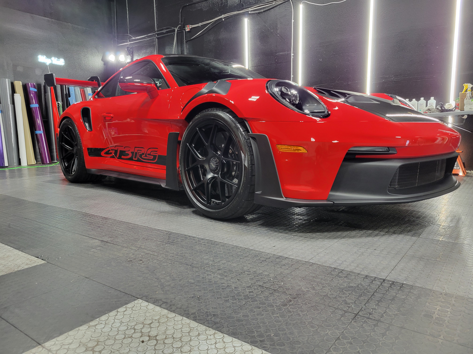 Porsche GT3 RS side profile after multi-stage paint correction and ceramic coating